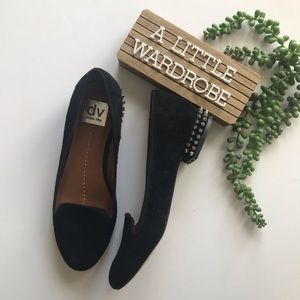 Dolce Vita Black Suede Spike Heel Flat Loafer